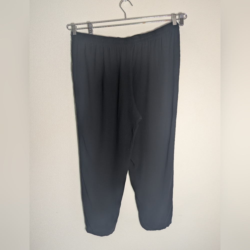 Eileen Fisher Women's Pants 100% Silk Elastic Drawstring Waist Straight Leg XL - Picture 7 of 8